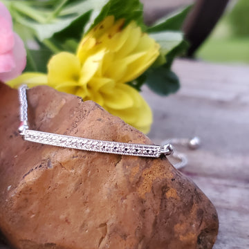 Sterling Silver Diamond Bar Bolo Bracelet SDM-11333